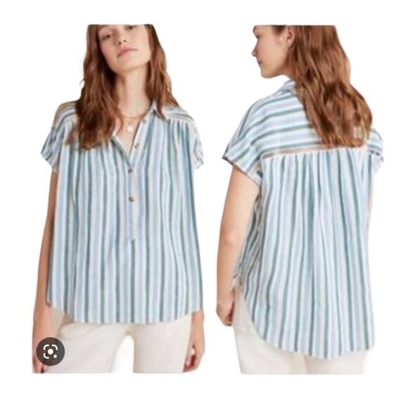 Anthropologie Pilcro and The Letterpress Striped Collared Blouse - Picture 1 of 5